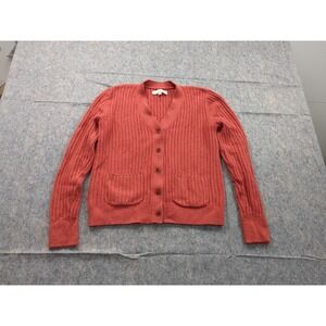 Loft Women's Red Sz‎ Medium Button Cardigan Sweater Pockets Ribbed